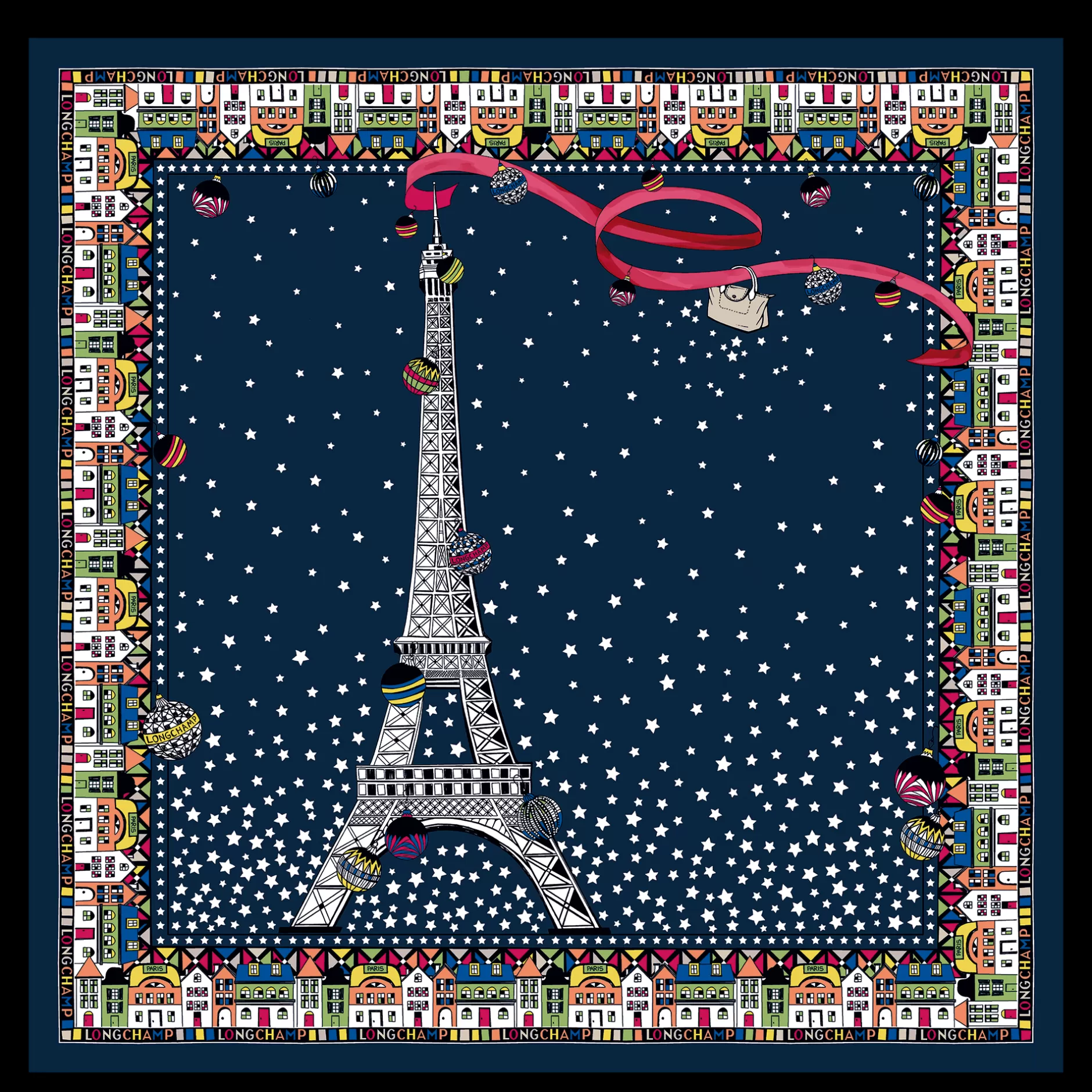 Tour Eiffel Noël Zijden Sjaal 50>Longchamp Best Sale